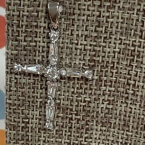 Sterling Silver Cross Pendant with Crystals